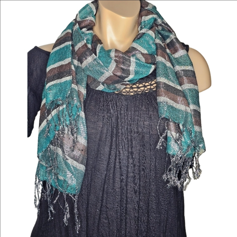 Handwoven Bohemian-Style Scarf Open Weave Design